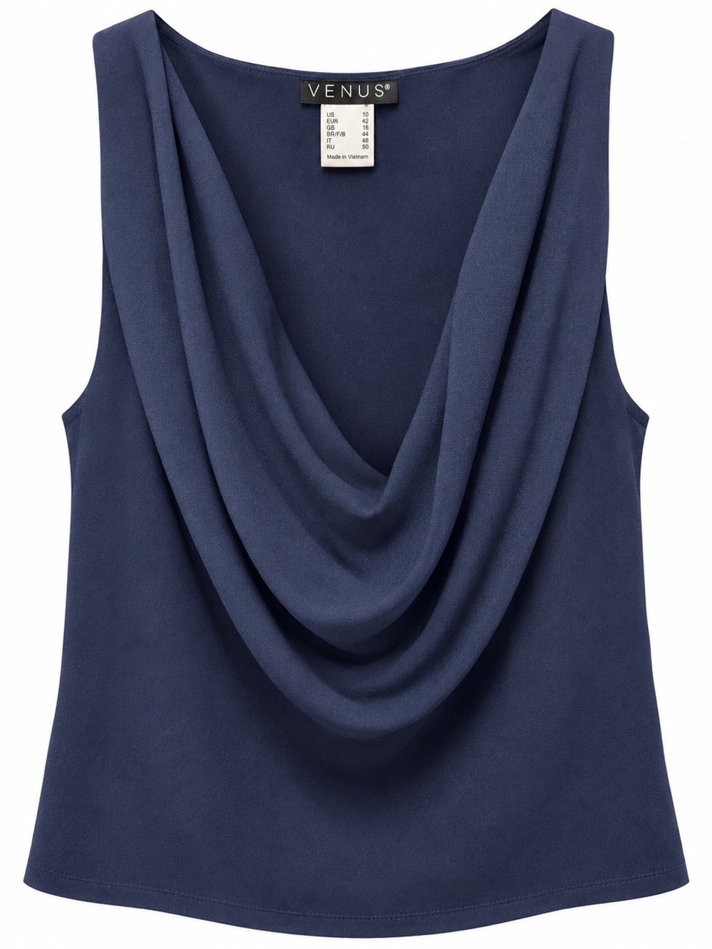 VENUS Navy Draped Cowl Neck Sleeveless Camisole